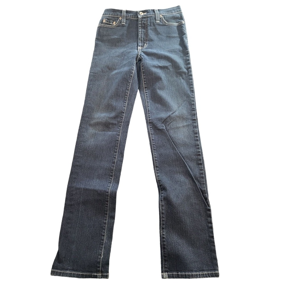 Karen Kane Jeans Women Sz 6 Blue Denim Straight Leg Regular Boho Cotton Workwear